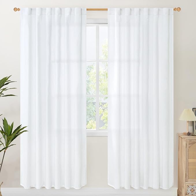 YoungsTex White Linen Curtains 78 Inch Length by YoungsTex