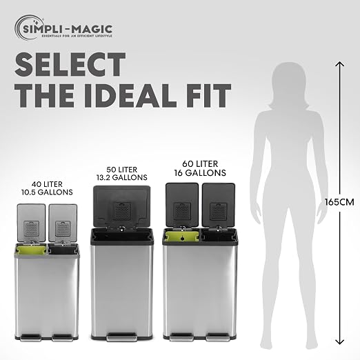 SIMPLI-MAGIC 50 Liter / 13.2 Gallon Soft-Close, Smudge Resistant Trash Can - Image 3