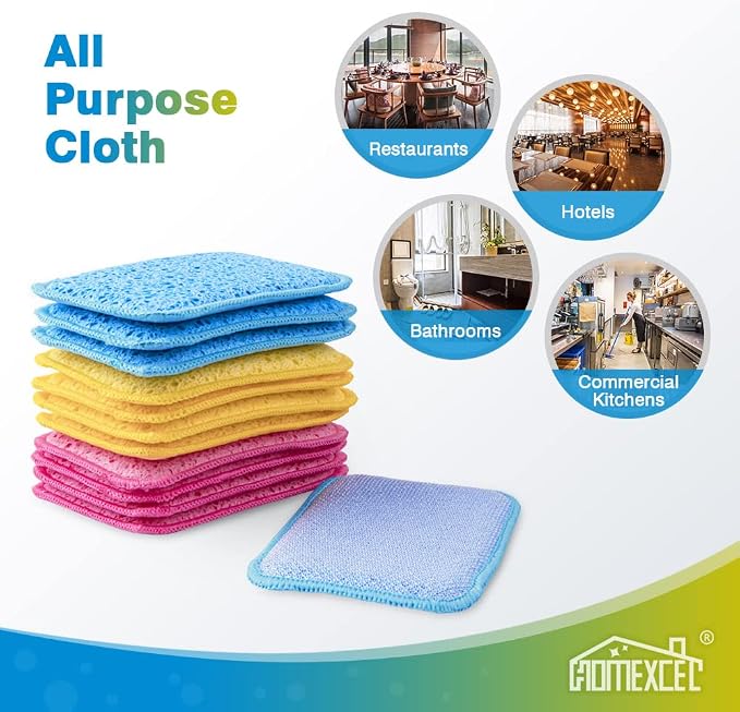 HOMEXCEL 12 Pack Scrub & Wipe Cloths, Dual-Sided Sponges - Image 6