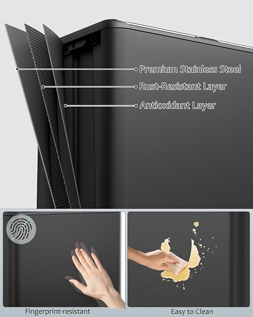 16 Gal Dual Trash Can, Stainless Steel Kitchen Garbage Bin, Recycle Dustbin - Image 5
