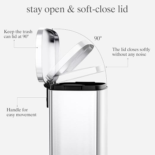 AthLike Trash Can, Stainless Steel Kitchen Garbage Can, Step Waste Bin - Image 3
