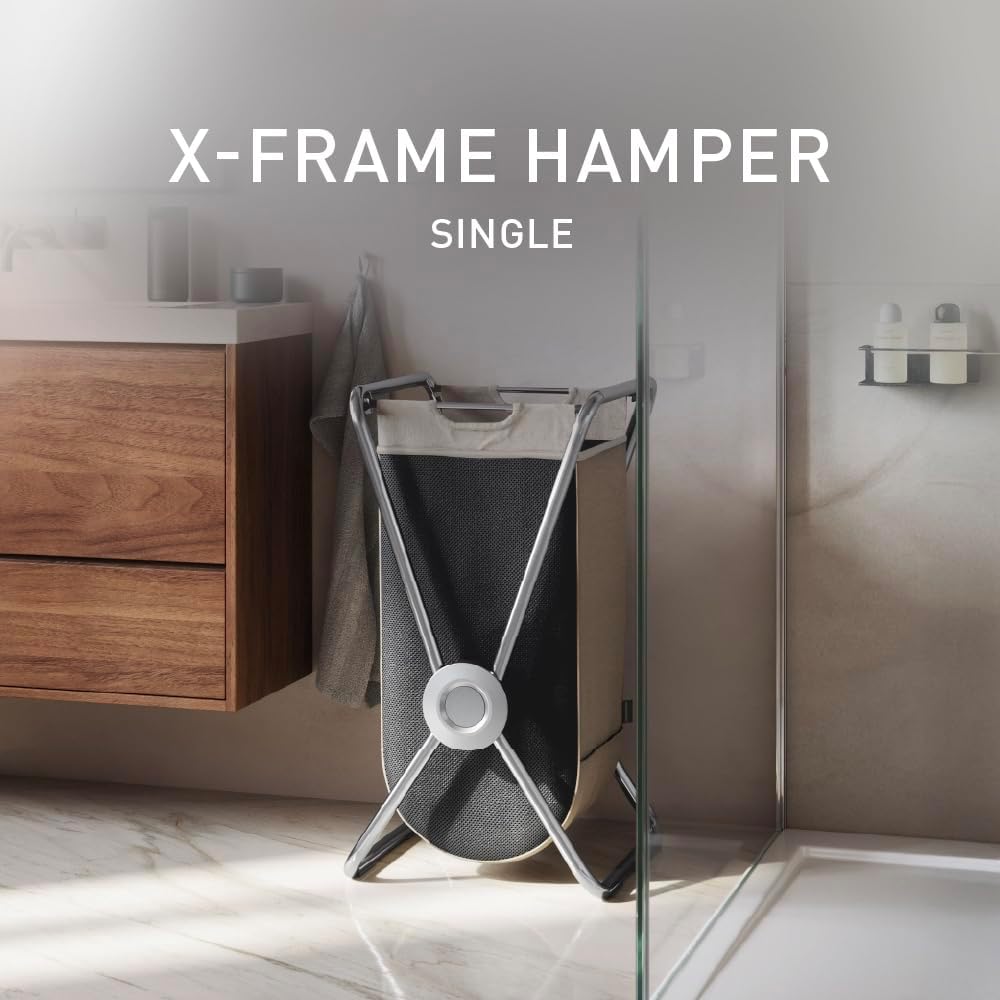 simplehuman X-Frame Hamper, Single Compartment Laundry Hamper for Bedroom Bat...