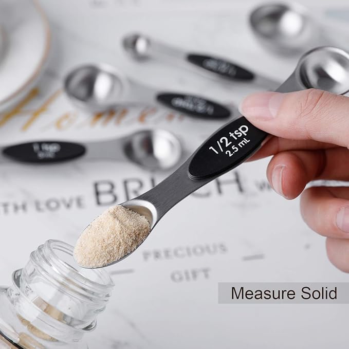 Magnetic Measuring Spoons Set of 8 Stainless Steel Stackable Dual Sided Nesting - Image 5