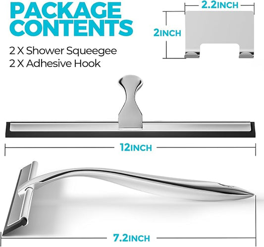 2PACK 12-Inch All-Purpose Shower Squeegee - Image 2