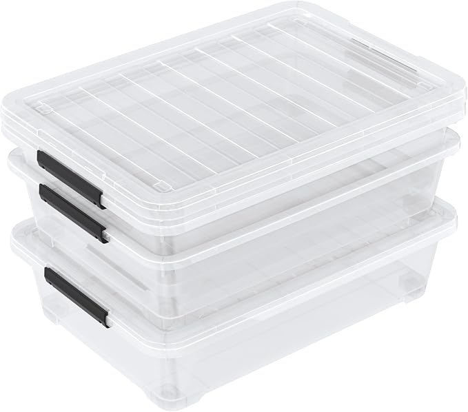 Set of 3 42 L Clear Plastic Under The Bed Storage Bins, Underbed Box - Image 7