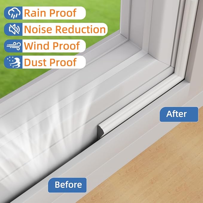 Wedge-Shape Window Weather Stripping Door Frame Seal Strip 196” White, Upgrade - Image 6