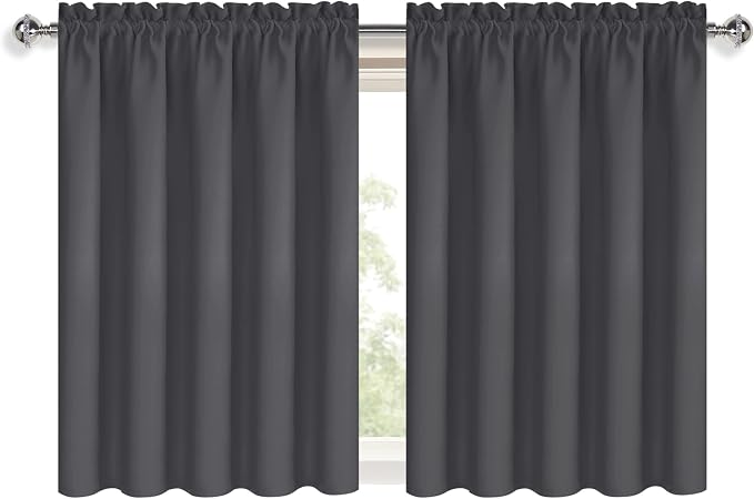 DWCN Short Blackout Curtains 36 inches Length 2 Panels Set, Half Window Rod - Image 9