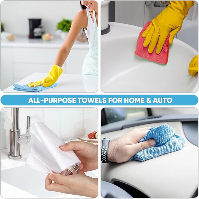 AIDEA Microfiber Cleaning Cloth White, Shop Rags 330 Sheets, Towels - Image 5