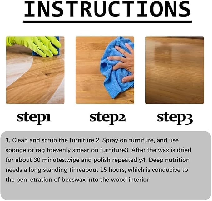 Natural Beeswax Spray Furniture Polish, Wood Cleaner, Wood Floor Polish - Image 2