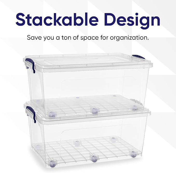 Superio Storage Bins with Lids, Stackable Totes, BPA Free, Odor Free, Organizer - Image 3