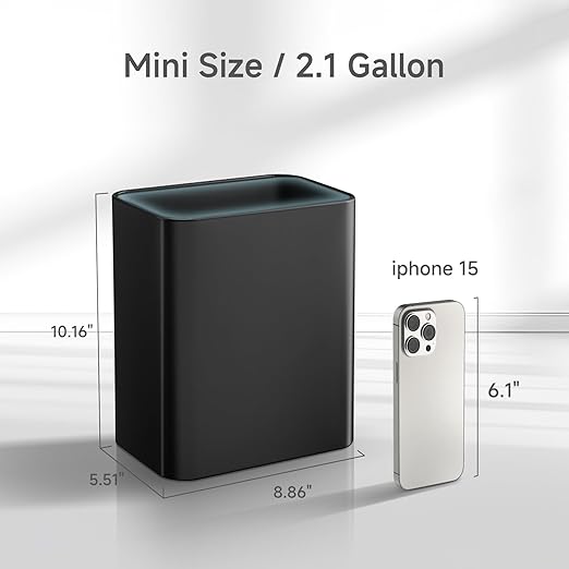 TIPGO Small Metal Trash Can, 2.1 Gallon Slim Trash Can - Image 2