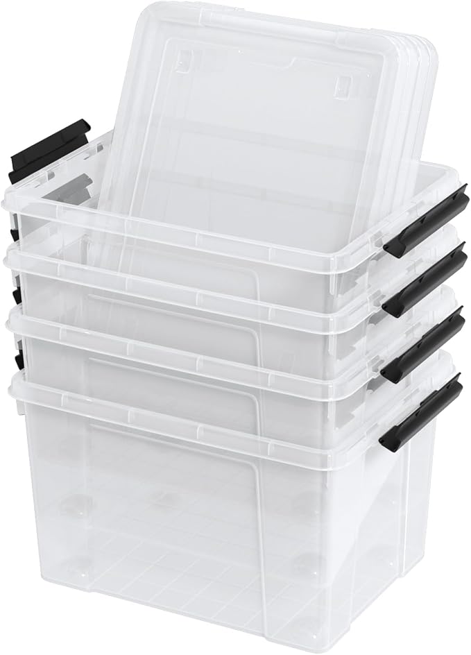 Set of 4 34 L Stackable Plastic Storage Bins - Image 7