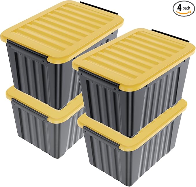 Nazhura 72 Quart Plastic Storage Bin, Stackable and Nestable Storage Boxes by NazhuraGoodCompanionAtHome