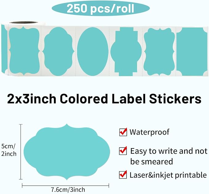 Blue Labels - 250 PCS 3" x 2" Fancy Shape Stickers - Image 2