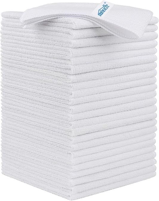 HOMEXCEL White Microfiber Cleaning Cloth, 24 Pack Cleaning Towels by HOMEXCEL