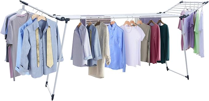 Clothes Drying Rack, Gullwing Laundry Rack Adjustable and Foldable by YUBELLES