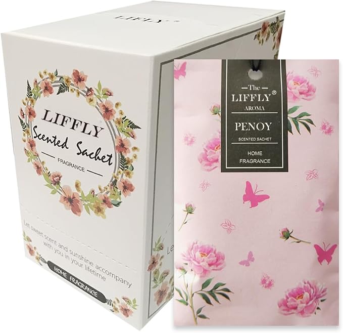 14 Packs Peony Scented Sachets for Drawers and Closets Gift by LIFFLY