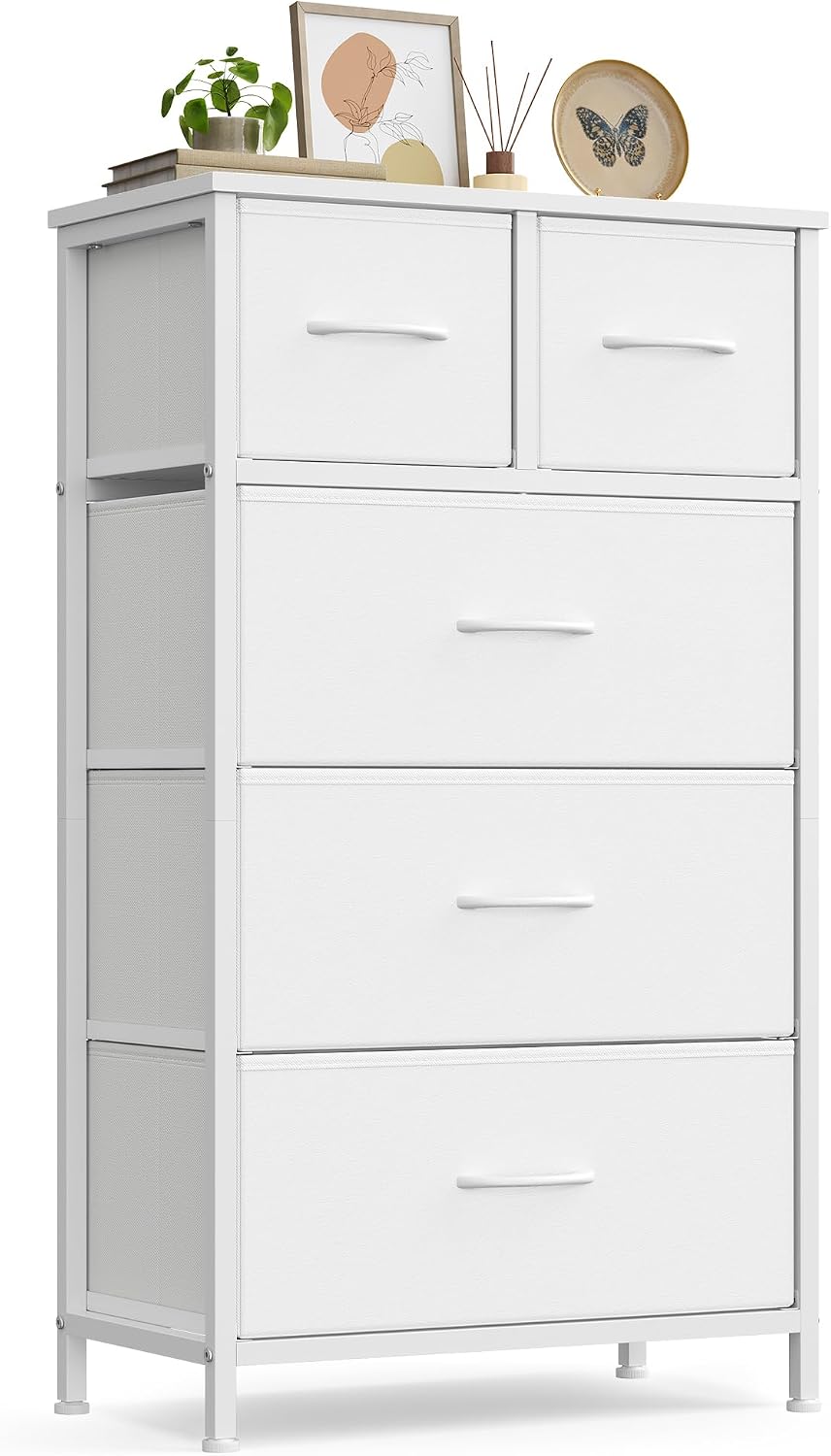 SONGMICS Tall Dresser for Bedroom, 5 Fabric Drawers with Steel Frame