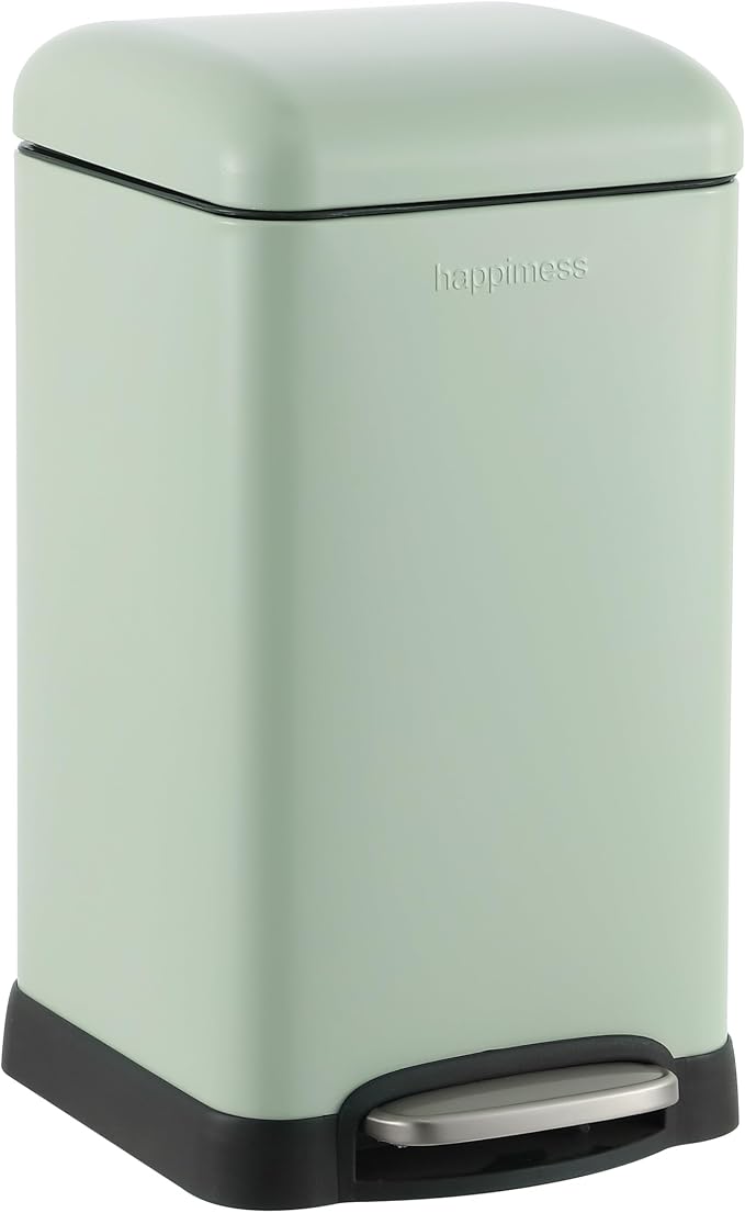 happimess HPM1012I Betty Retro Mini 3.2-Gallon Step-Open Trash Can, Fingerprint by Happimess