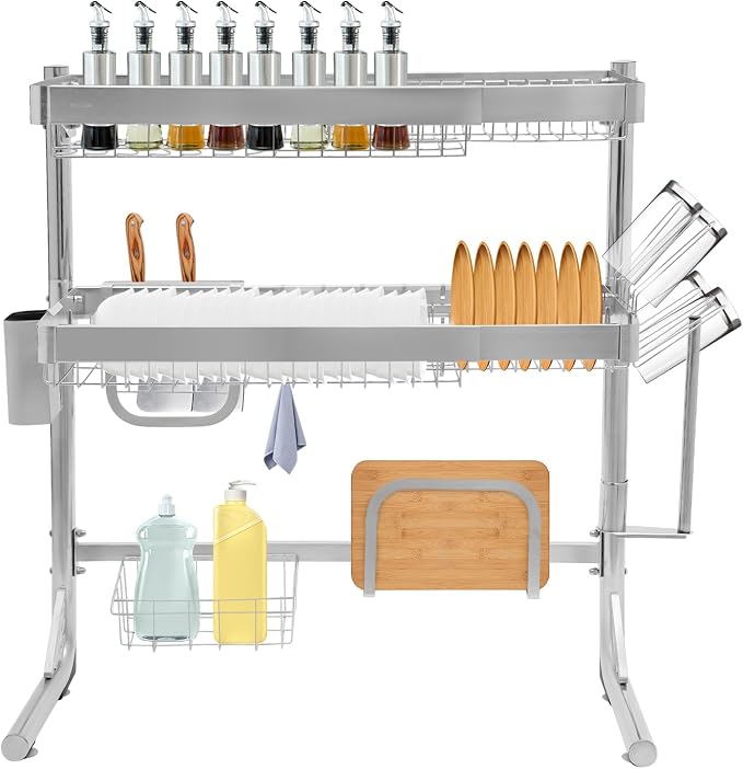 Over The Sink Dish Drying Rack, 2-Tier Stainless Steel Dish Drainer by Unknown
