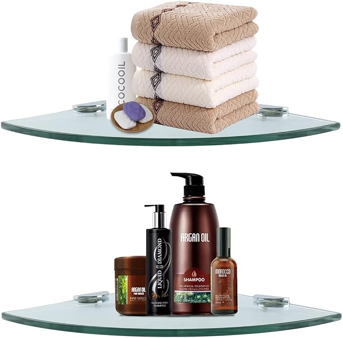 Corner Glass Shower Caddy 2 Pack 8MM-Thick Tempered Glass Shelf No Drilling - Image 9