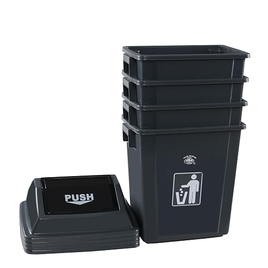 6 Gallon Plastic Swing Top TrashBin/Garbage Can, Lidded Wastebasket Trash Can - Image 4