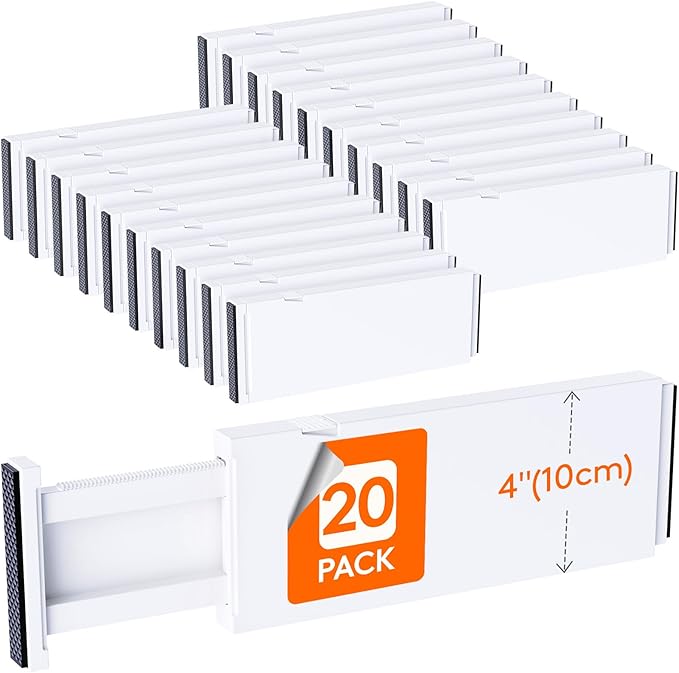 Lifewit 20 Pack Drawer Dividers 4" High, 11-17" Adjustable Dresser Drawer by Lifewit