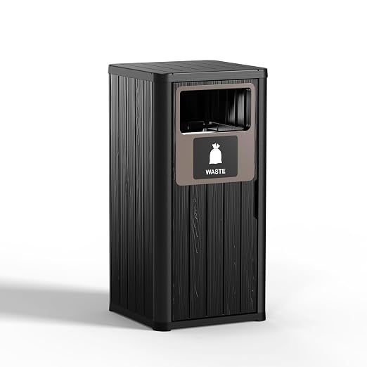 Outdoor Single Barrel Trash Can, Waterproof Resin Garbage Can by OutdoorLivingPerfected