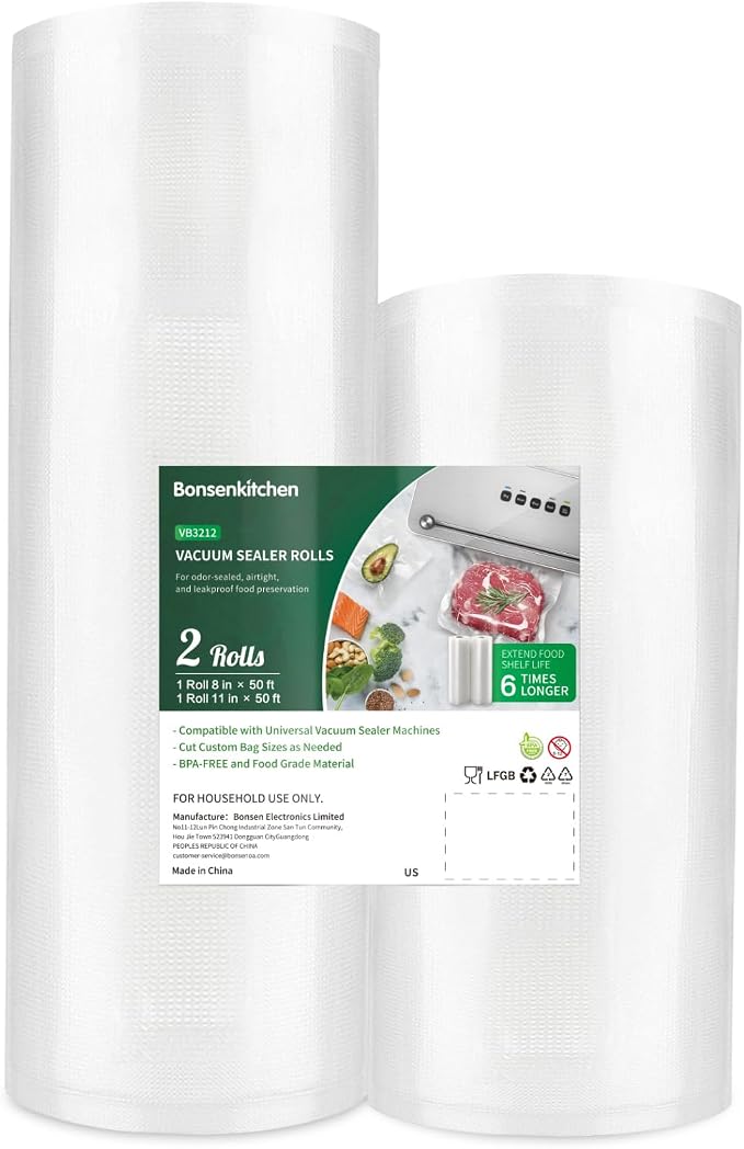 Bonsenkitchen Vacuum Food Sealer Rolls Bags, Durable Customized Size Food Vac by Bonsenkitchen