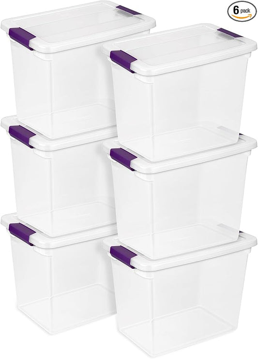 Sterilite 6-Pack 27 Quart ClearView Latch Box, Stackable Organizer Bins by Sterilite