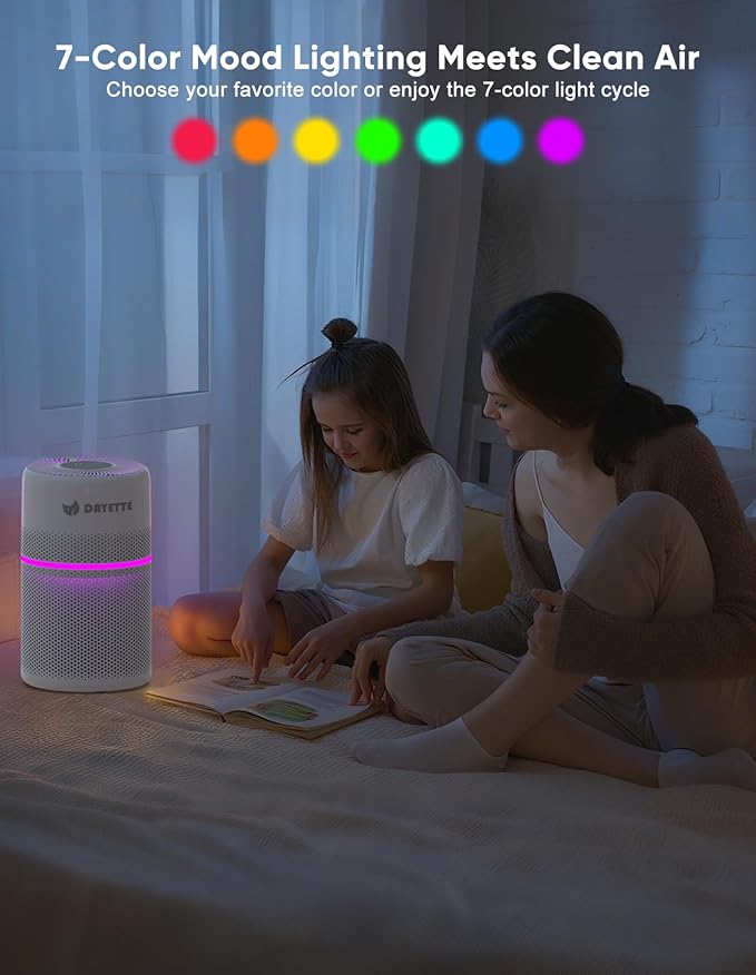 Smart Air Purifiers for Bedroom, DAYETTE 7 Color Light H13 Air Purifier for - Image 2