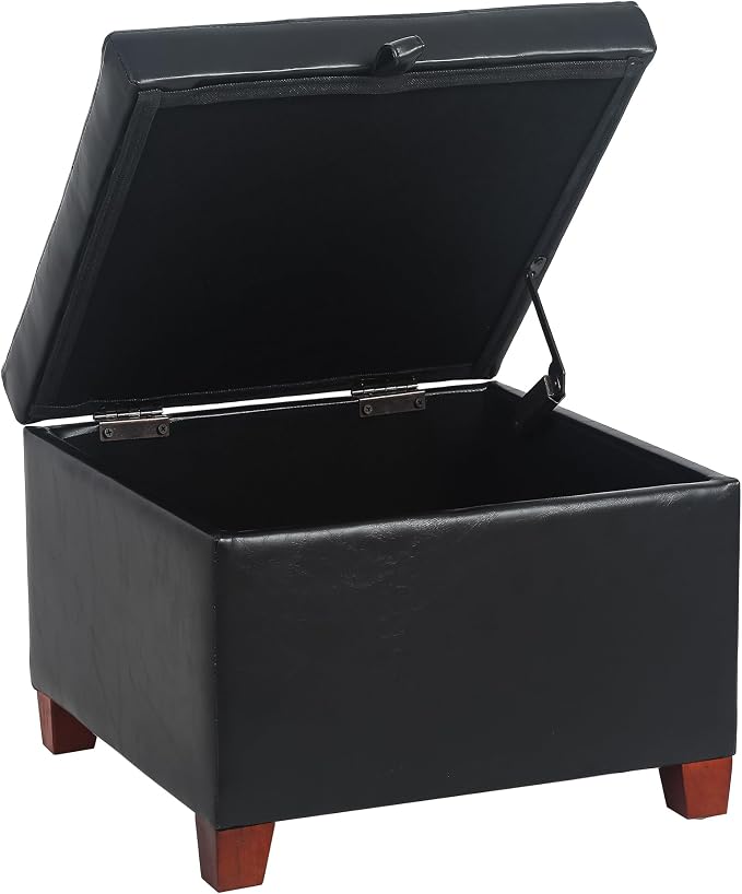 Adeco Faux Leather Storage Ottoman - Image 3