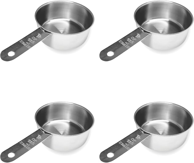 1/2 Cup Stainless Steel Measuring Cup | Sturdy Metal 125 ml | 125 cc | 4 oz | by Knupp+Co.