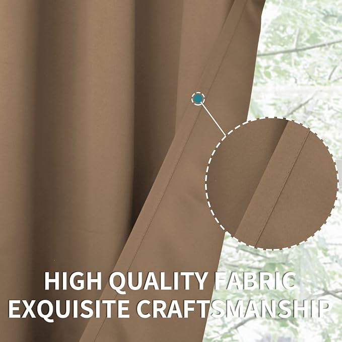 BGment Taupe Blackout Curtains 45 Inches Length - Image 4