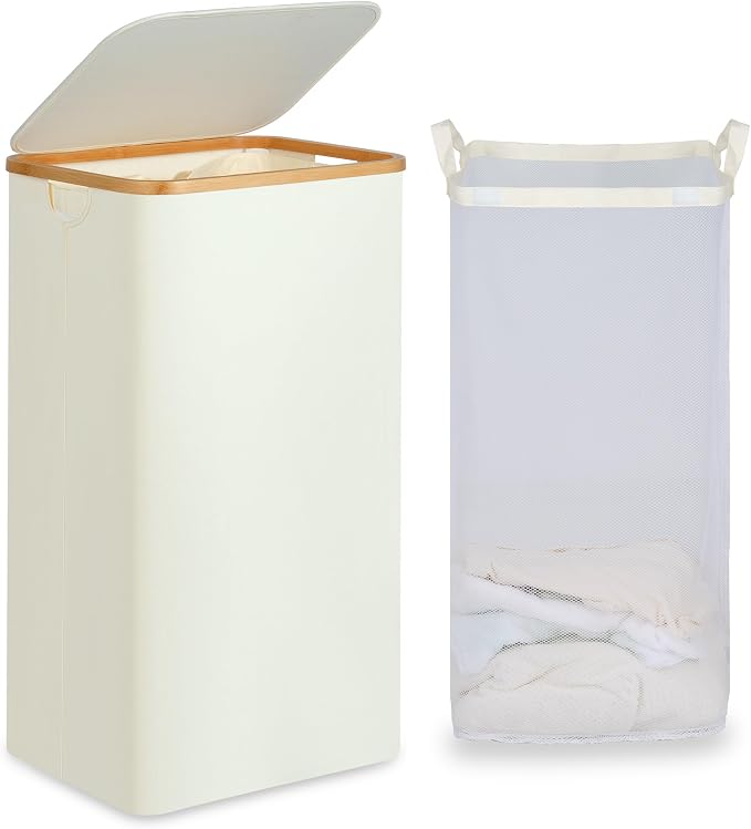 efluky Laundry Basket with Lid and Removable Bag, 100L Tall Laundry Hamper with by efluky