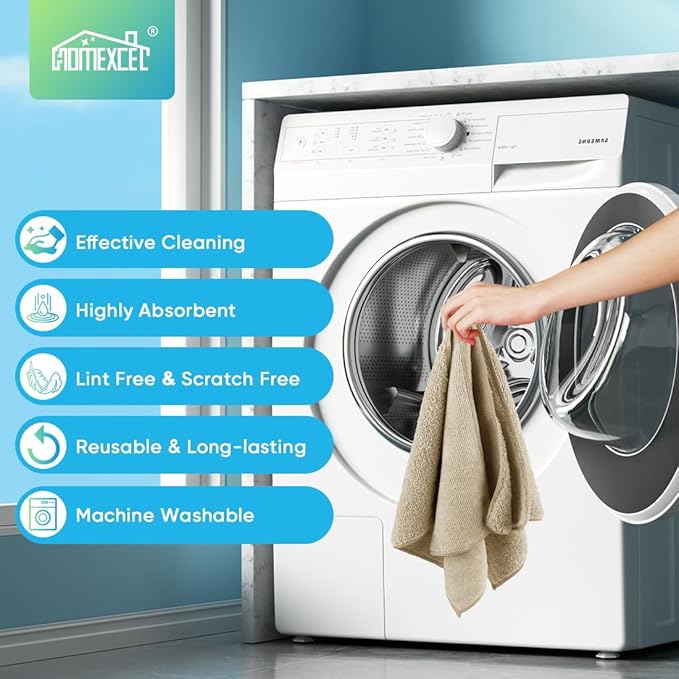 HOMEXCEL Brown Microfiber Cleaning Cloth, 12 Pack Premium Microfiber Towels - Image 6