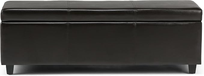 SIMPLIHOME Avalon 48 inch Wide Contemporary Rectangle Storage Ottoman Bench in - Image 4