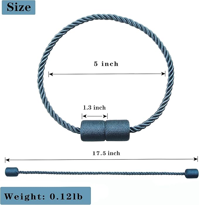 4 Pack Blue Strong Magnetic Curtain Tiebacks Outdoor Elegant Decorative Tie - Image 3