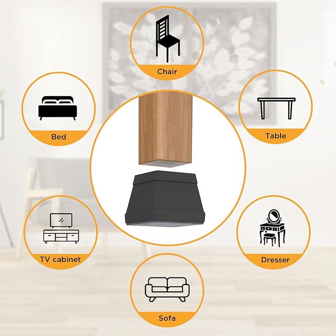 16 PCS Square Chair Leg Floor Protector, Silicone Chair Leg Cover, Furniture - Image 7