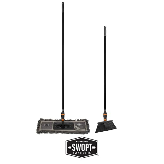SWOPT 24” Microfiber Dust Mop, Angle Broom + 48” & 60" Steel Handles, Combo — - Image 2