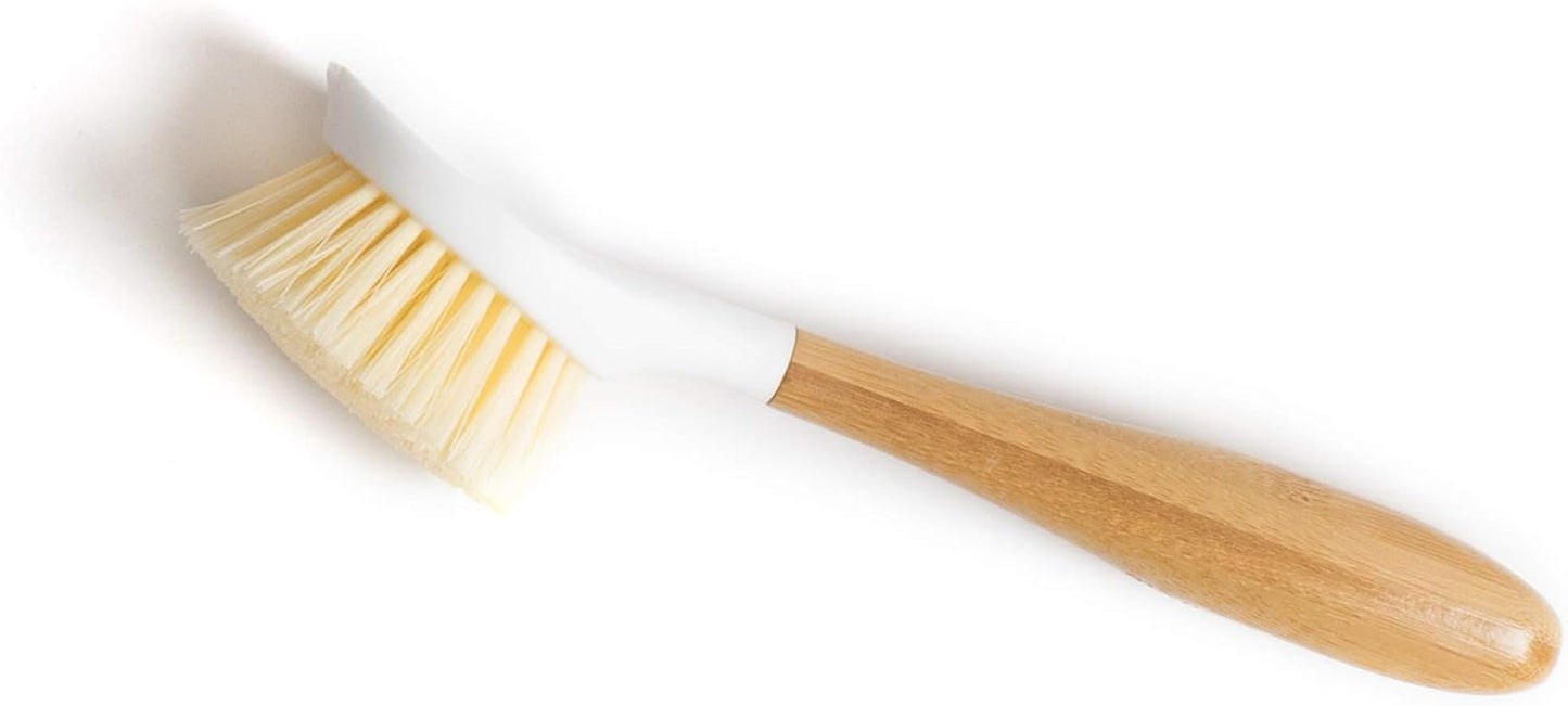 Full Circle Daily Dish Brush-Bamboo Handle Dish Brush–Sustainable Kitchen Cleaning with Tough Bristles-Natural Dish Scrubber,Nonstick & Cast Iron Cleaner-Long Handle Brush for Dishes,Pots,and Pans