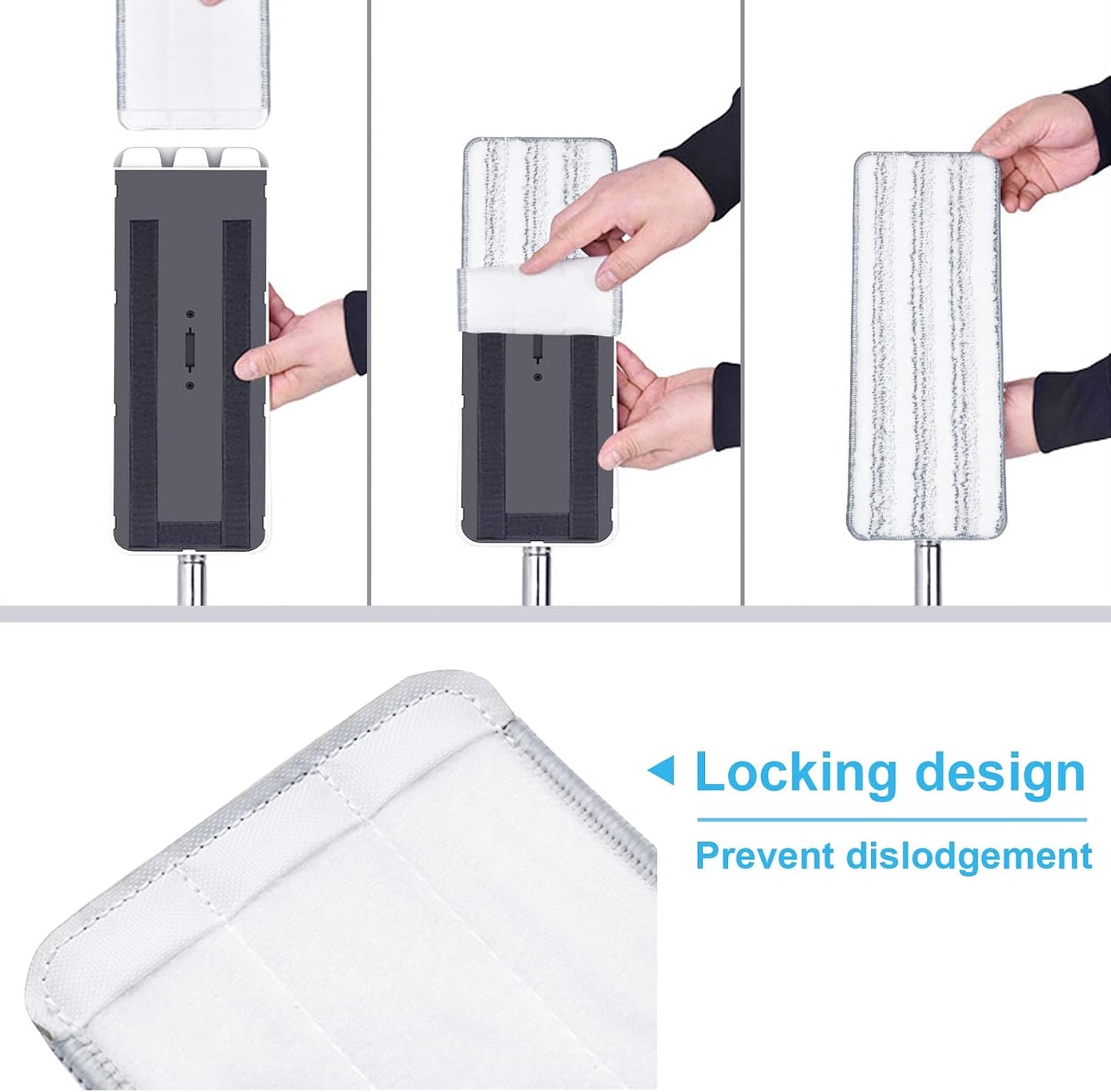 Flat Mop Pads, Mop Replacement Pads, Stronger Absorbent Microfiber Mop Pads, Machine Washable Pads, Refill 3 Packs