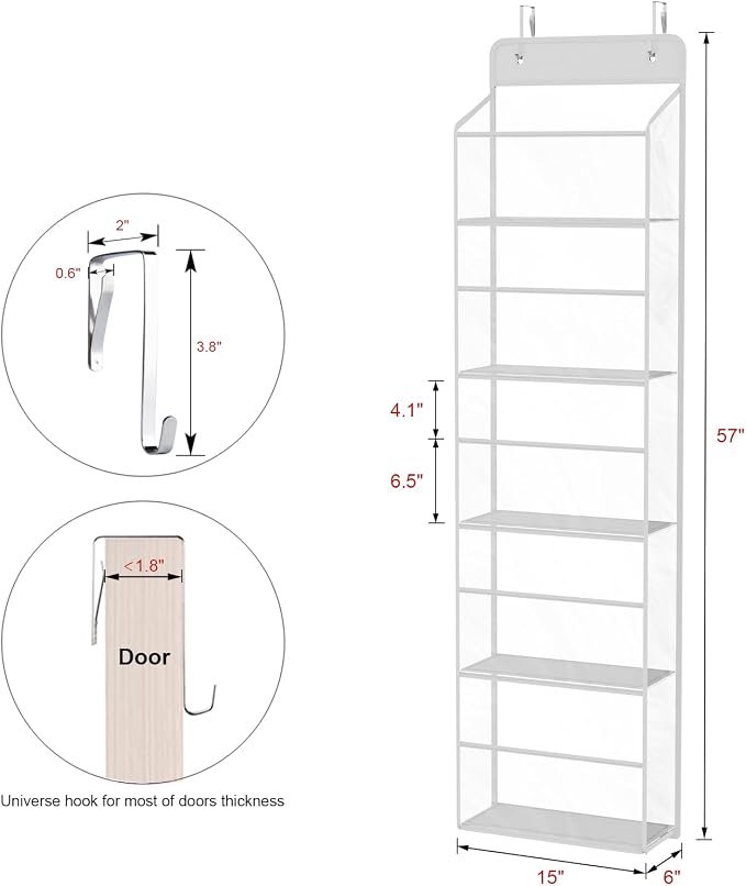 Univivi 5-Shelf Fabric Door Storage Over Door Hanging Organizer - Image 4