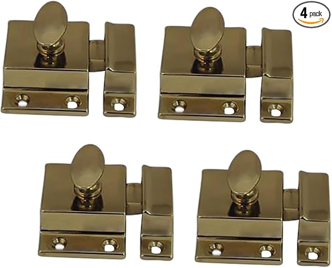 QCAA Traditional Large Oval Turn Cabinet Latch, Solid Brass, by QCAAHardware