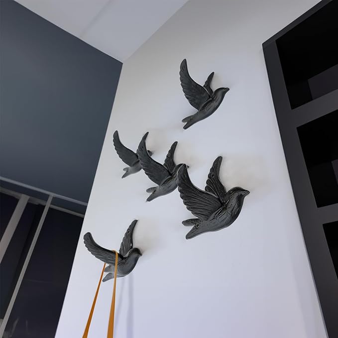 Ambipolar 5-Pack Bird Flying Style Coat Hooks, Vintage Black Hooks - Image 2