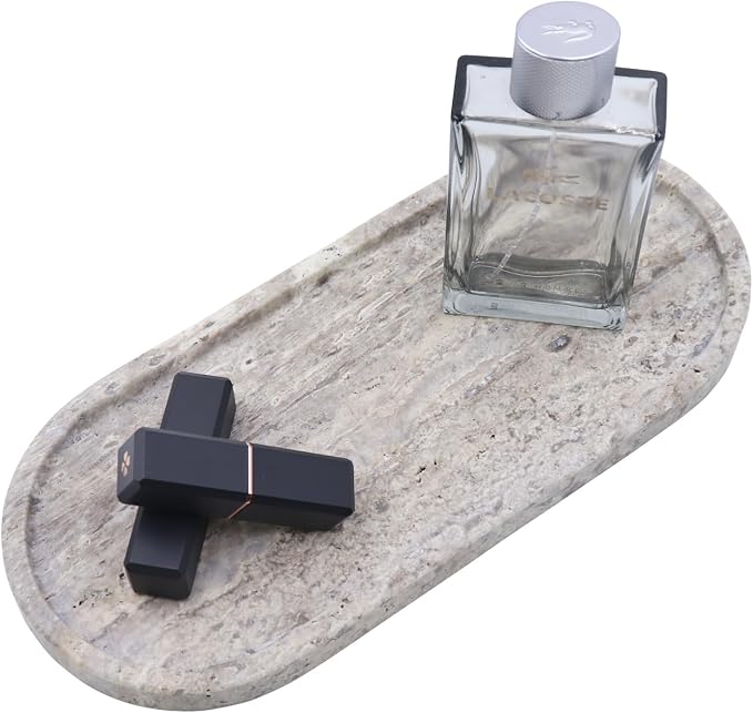 Natural Marble Tray, Oval Vanity Decorative Tray by Kesoniku