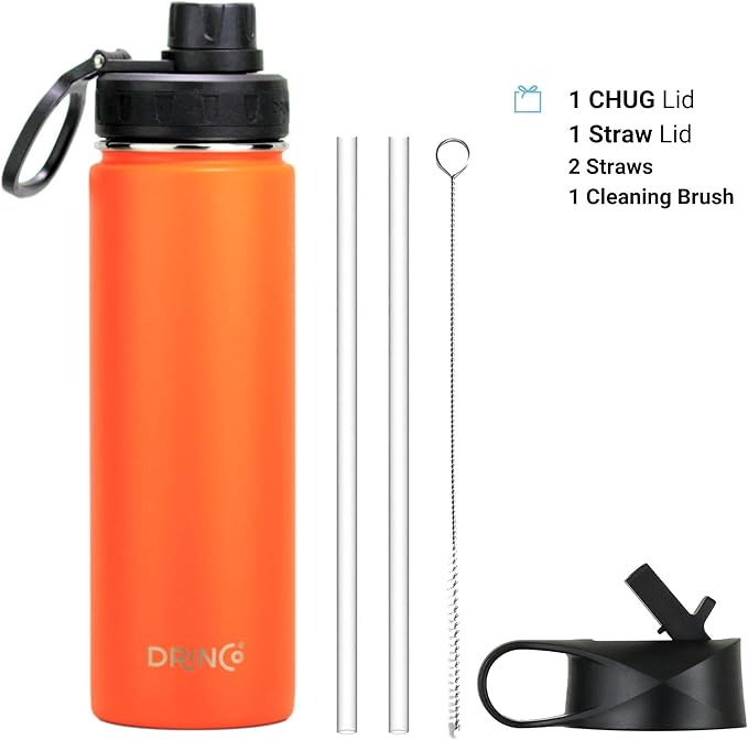 DRINCO Stainless Steel Water Bottle Spout Lid Vacuum Insulated Double Wall - Image 2