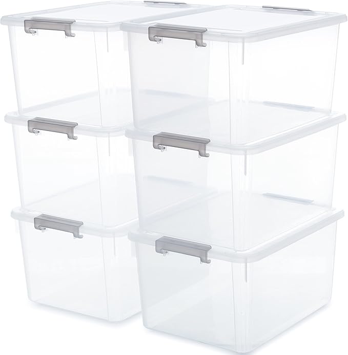 Citylife 6 Packs 32 QT Plastic Storage Bins by CitylifeHomeOrganization