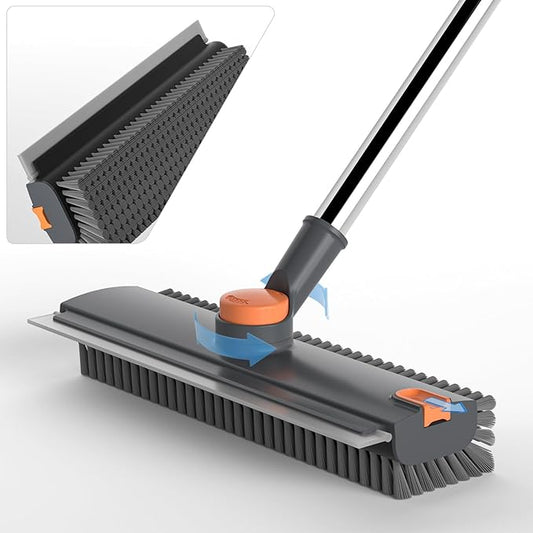 Scrub Brush with Long Handle, Floor Scrub Brush Squeegee Broom by DOLPLEAP