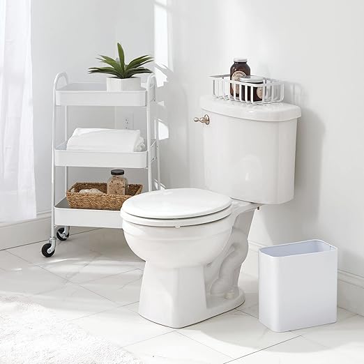 mDesign Metal Wastepaper Bin — Compact Rectangular Bathroom Bin — Rubbish Basket - Image 5